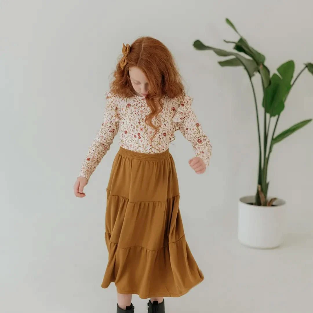 Baby/Kids' Bamboo Ruffle Shoulder Long Sleeve Shirt — Last Call - Image 3