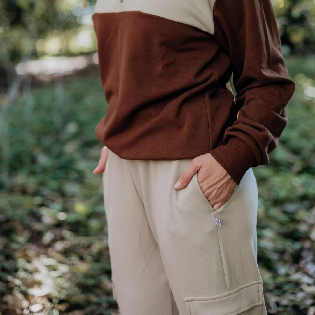 Ladies' Bamboo Fleece Cargo Pants | Beach Stone - Image 3
