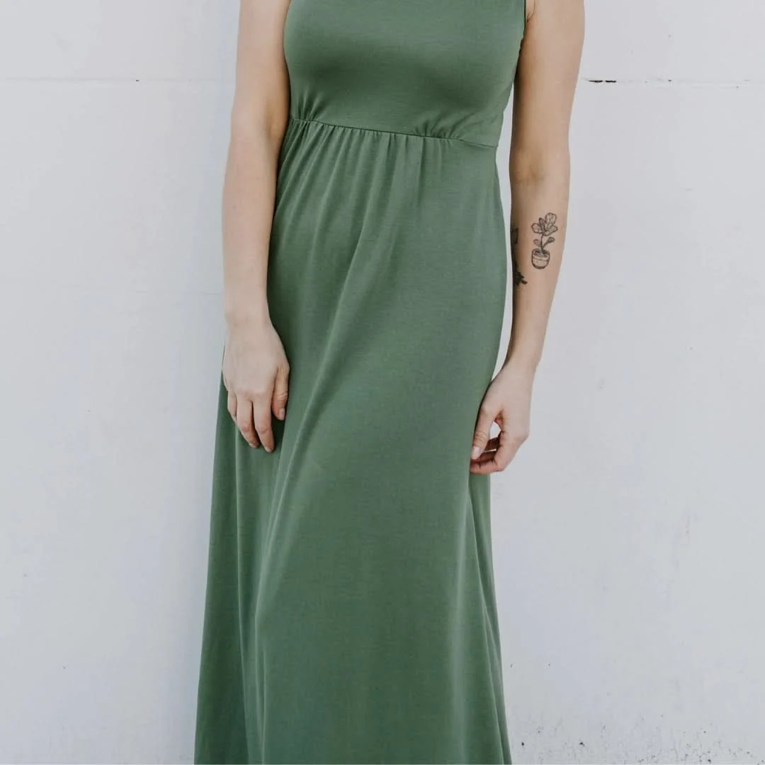 Ladies' Bamboo Square Neck Midi Dress — Last Call - Image 4