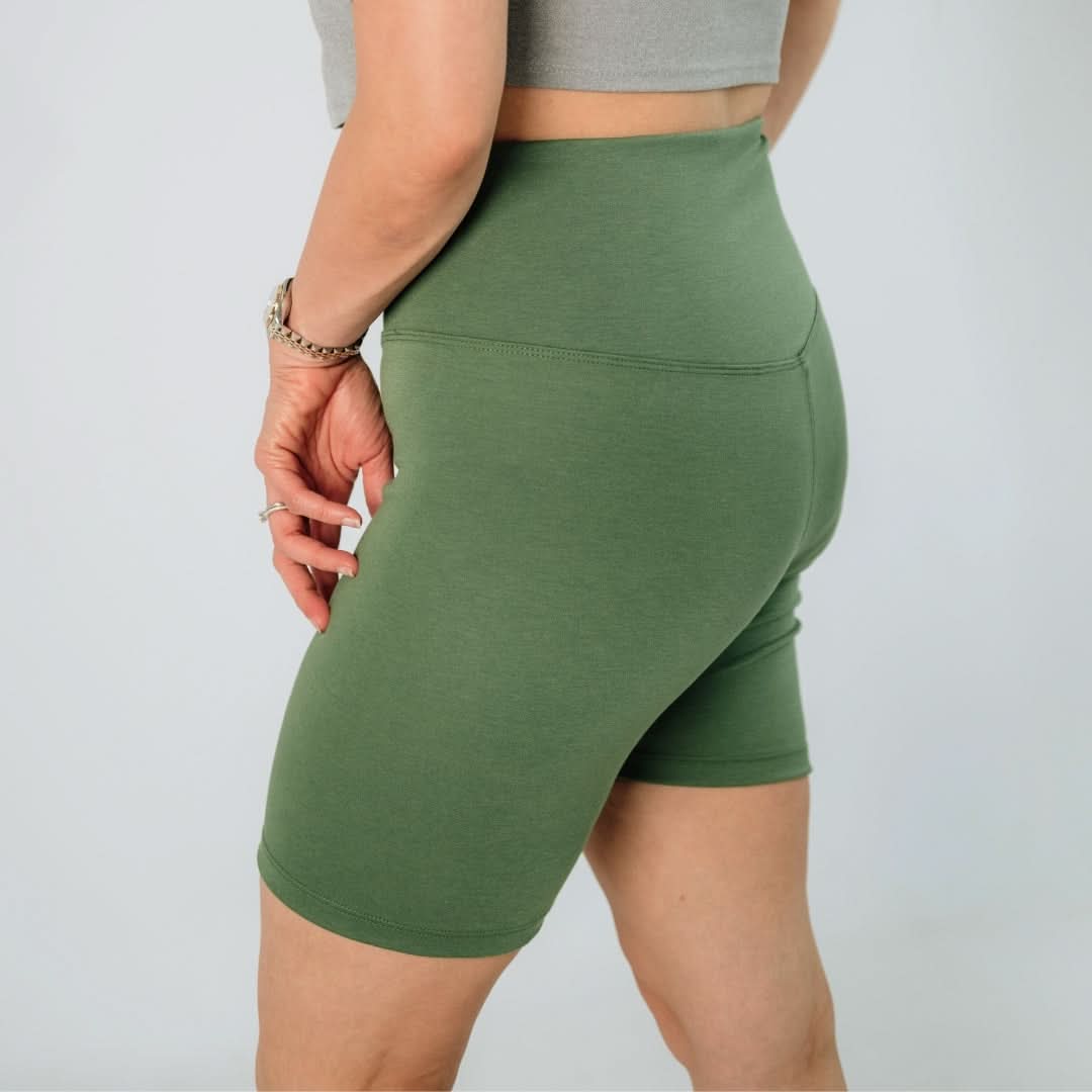 Ladies' High-Waisted Bamboo Bike Shorts — Last Call - Image 3