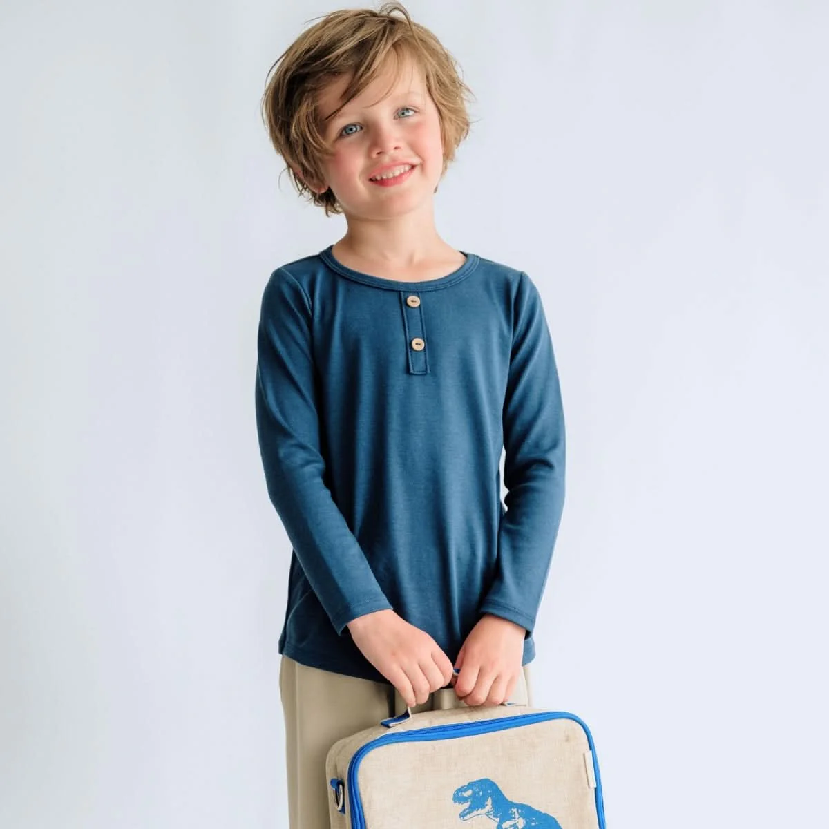 Kids' Bamboo Henley Long-Sleeve Shirt - Image 3